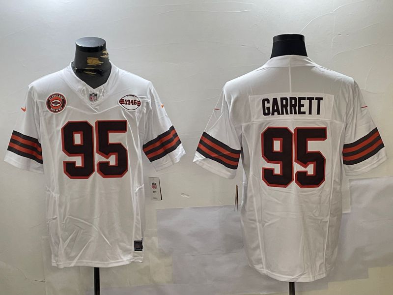 Men Cleveland Browns 95 Garrett White 2024 Nike Vapor Limited NFL Jersey style 4